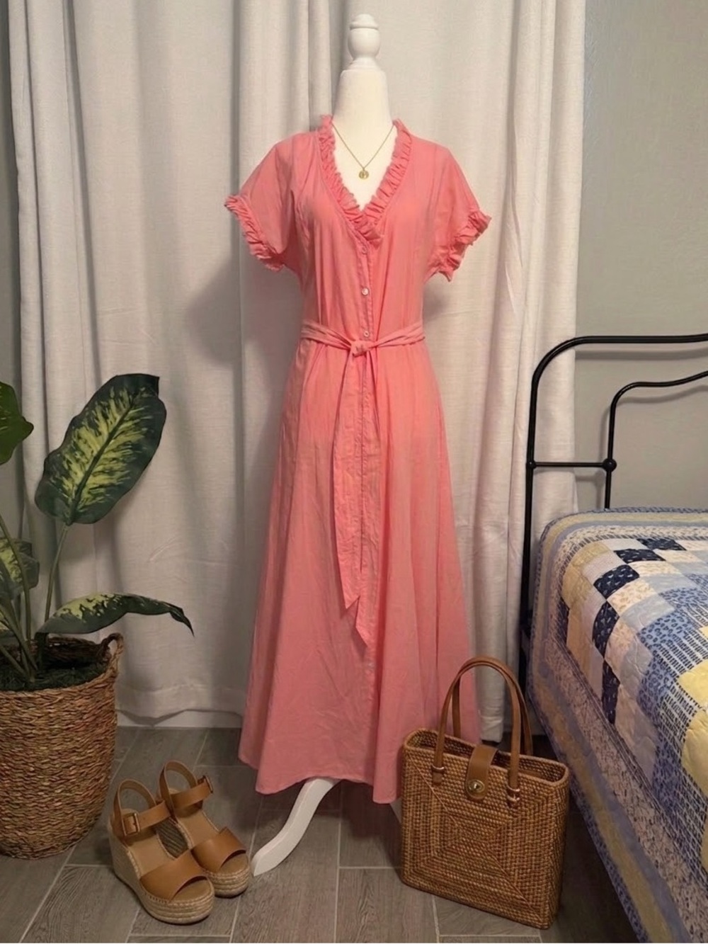XiRENA Coral Dixie Dress with Ruffle-Trim Maxi Dress with Pockets